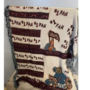 Vintage Boyds Bears and Friends Blanket Tapestry Woven Throw Cabin